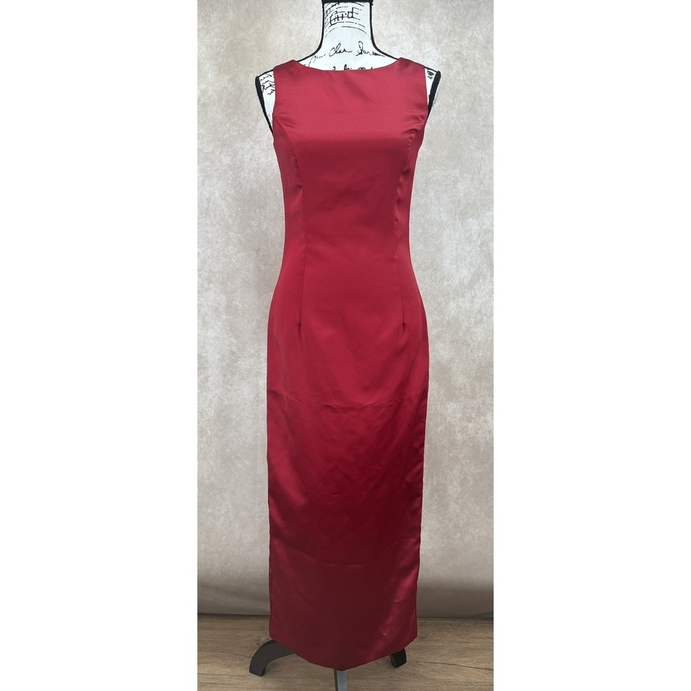 Jessica‎ McClintock Bridal Satin Maxi Dress Size 4 Red Formal Evening Wear